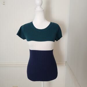 Y2K Rue 21 Top Small Juniors Ribbed Shirt Fitted Colorblock Preppy 2000s Casual